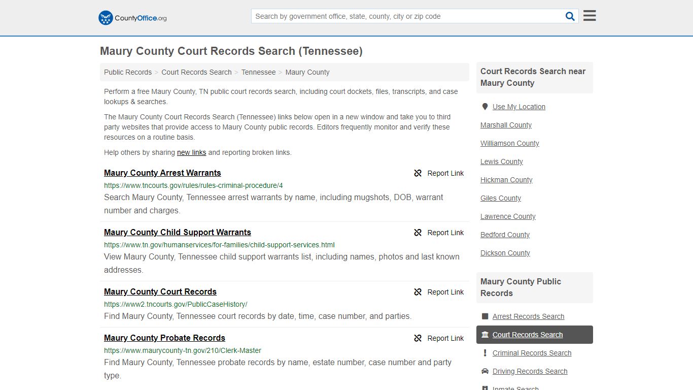 Court Records Search - Maury County, TN (Adoptions ...