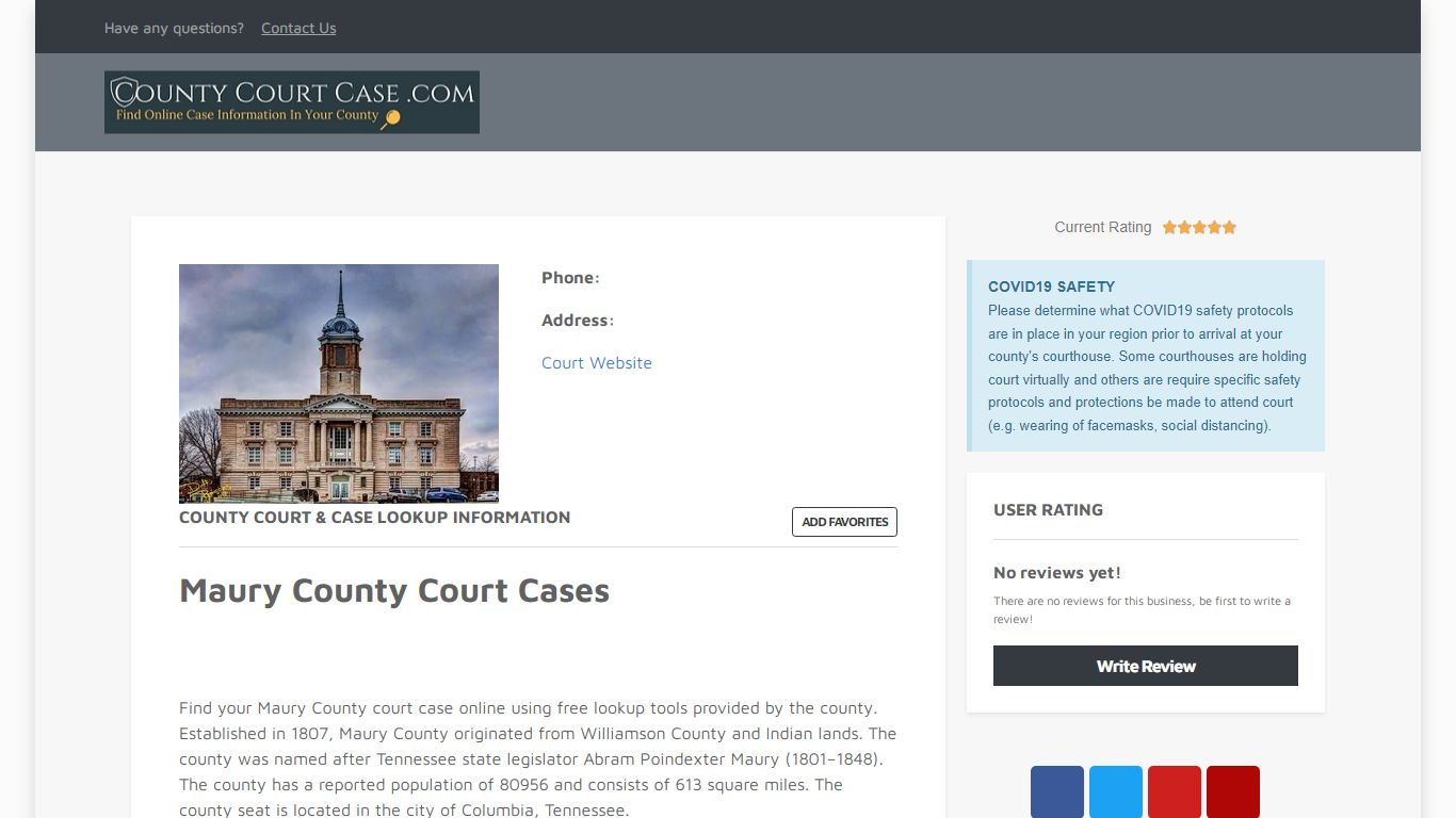 Maury County | County Court Case Search & Lookup ...