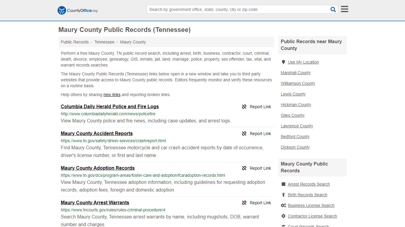 Public Records - Maury County, TN (Business, Criminal, GIS ...